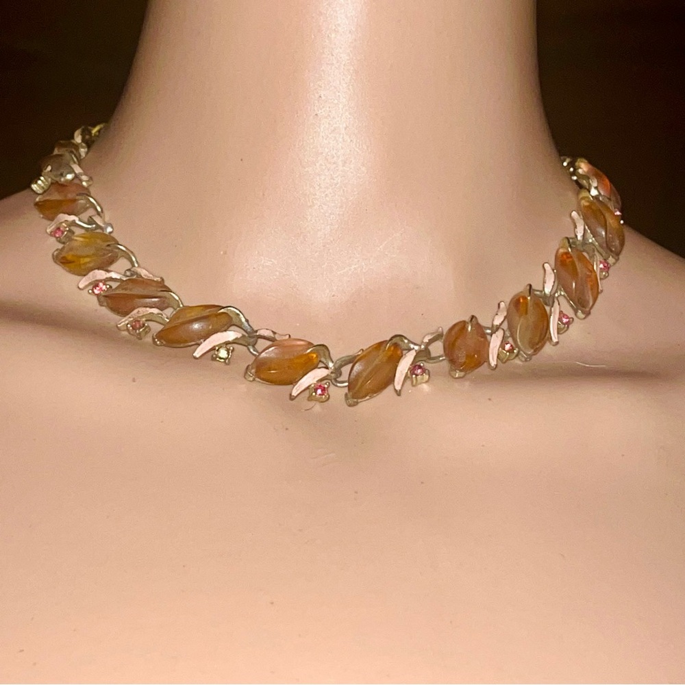 Antique Pink Flapper Choker Necklace 1920s-1940s